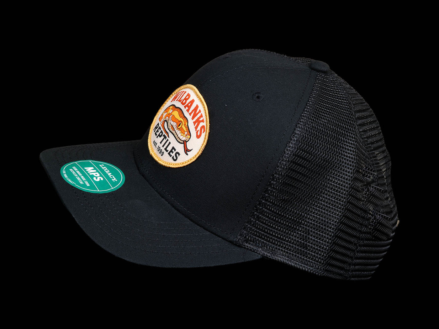 Wilbanks Reptiles Mid-Pro Snapback Trucker Hat – Black on Black
