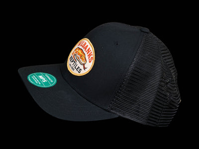 Wilbanks Reptiles Mid-Pro Snapback Trucker Hat – Black on Black
